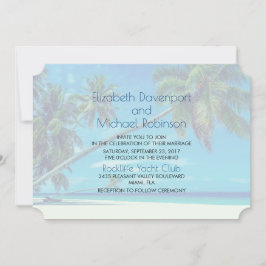 Convite White Beach com Casamento Tropical Palms