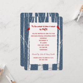 Convite White Birch e Snowflakes Cardeal de Natal