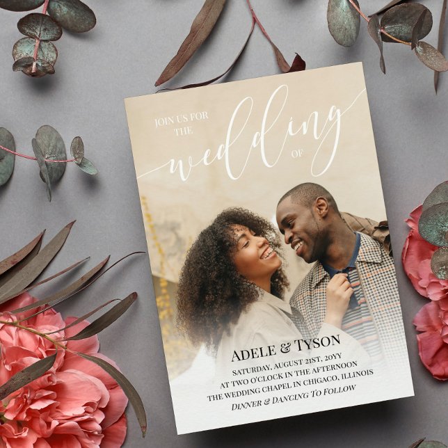 Convite White Black Junta-Se A Nós Foto De Casamento Duplo (Criador carregado)