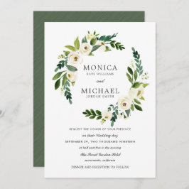 Convite White Bloom | Casamento de Elegante Floral Wreath