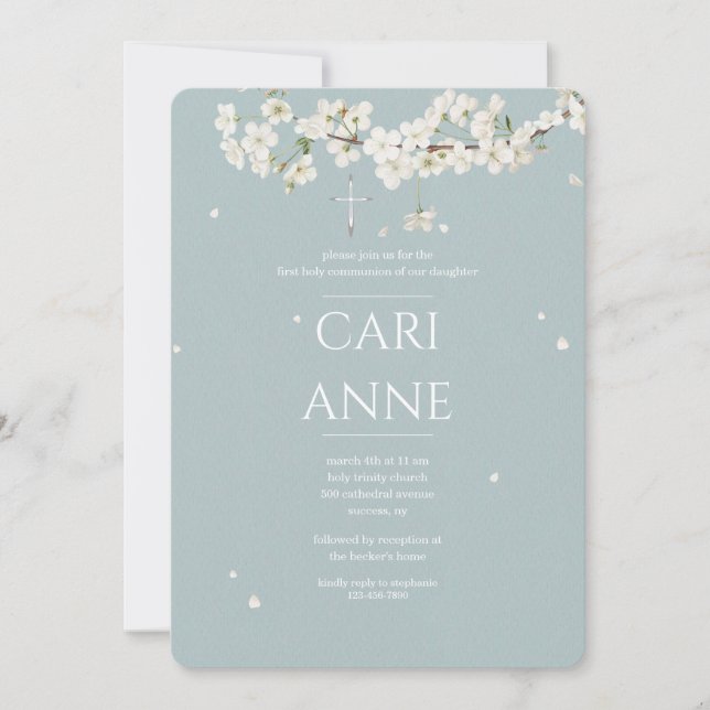 Convite White Blossoms Religious (Frente)