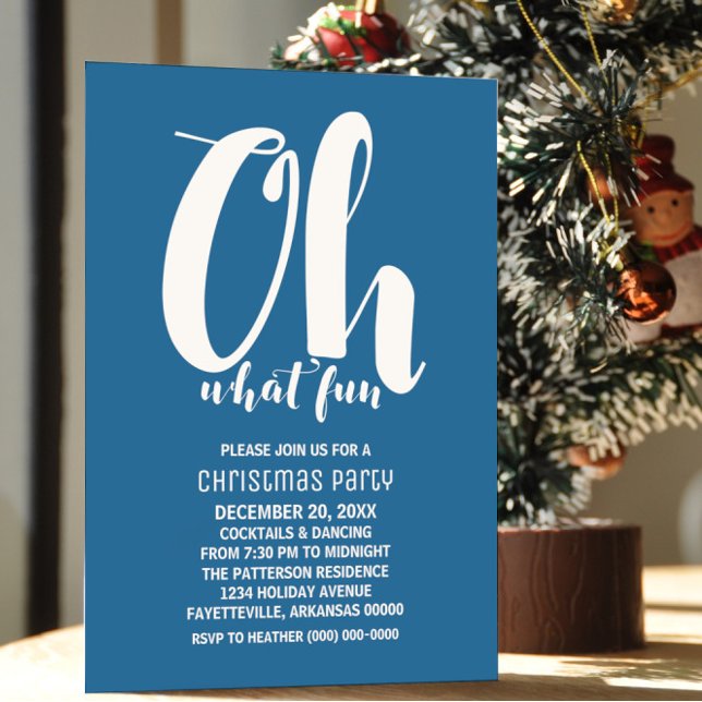 Convite White Blue - Que festa divertida de férias convida (White and Blue Oh What Fun Holiday Party Invite)