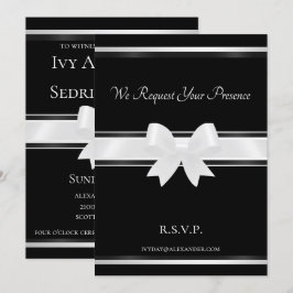 Convite White Bow & Black Classic II Wedding Invitation