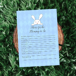 Convite White Bunny Blue Advice For Mommy Baby Shower Game