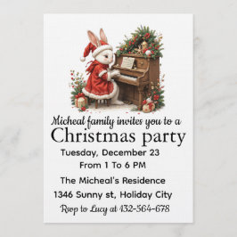 Convite White Bunny Christmas Party Invitation