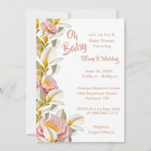 Convite White Calla Lily e Peony Oh Baby Girl Chá de frald
