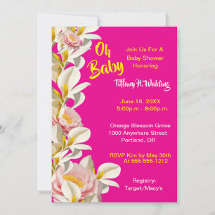 Convite White Calla Lily e Peony Oh Baby Girl Chá de frald