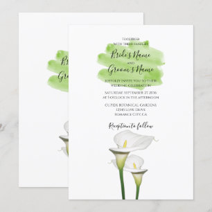 Convite White Calla Lily Watercolor Casamentos