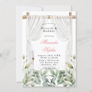 Convite White Canopy Pink Florals Brunch & Bubble Invites