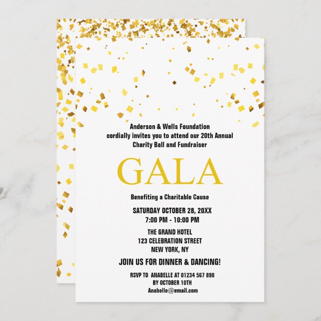 Convite White Charity Ball Corporate Fundraking Party (Frente/Verso)