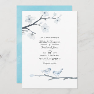 Convite White Cherry Blossoms Código QR Casamento RSVP