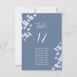 Convite White Cherry Blossoms Dusty Blue Place Card