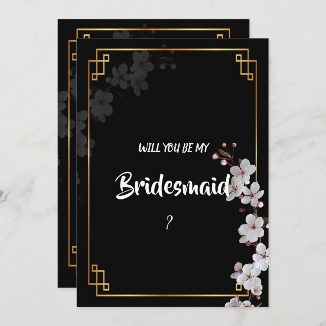Convite White Cherry Blossoms &Frame Bridesmaid (Frente/Verso)
