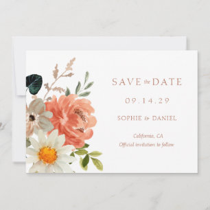 Convite White Chic Floral Watercolor Casamento Salva a Dat