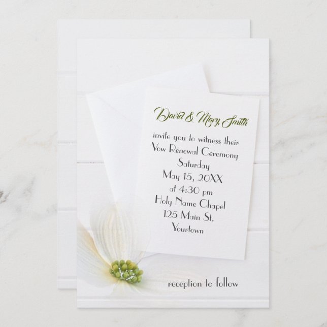 Convite White Cosmos On Wood Vow Renewal (Frente/Verso)