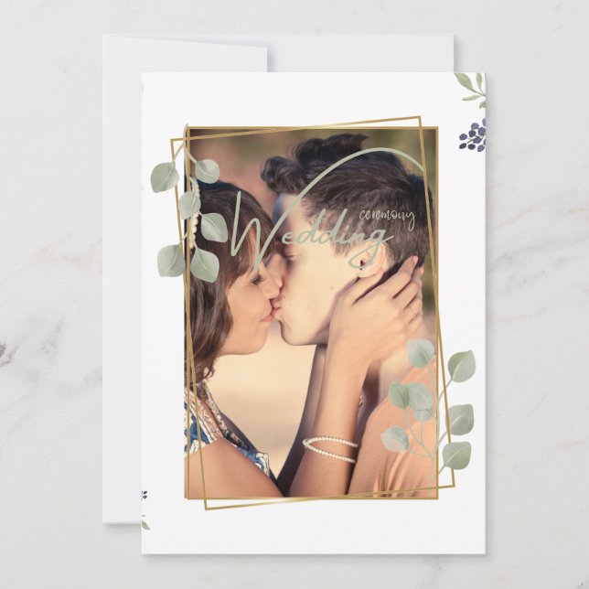 Convite White da Cerimônia de Casamento Personalizado Eleg (Frente)