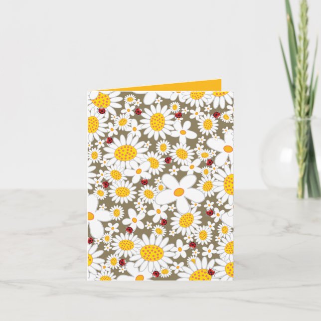 Convite White Daisies & Ladybugs Custom Invitation Card (Frente)