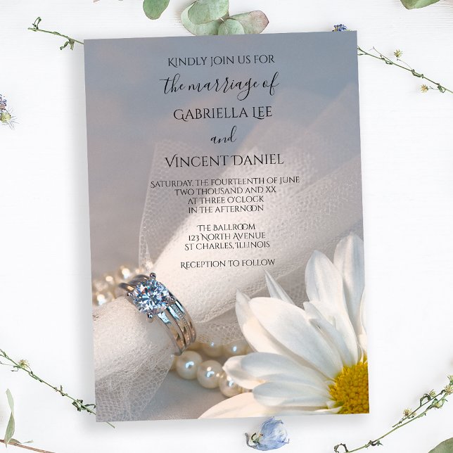 Convite White Daisy Elegance Wedding (Criador carregado)