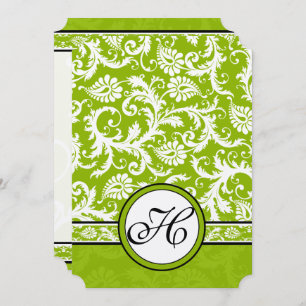 Convite White Damask Swirls Apple Green Casation