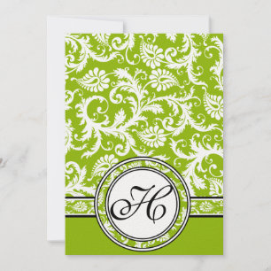 Convite White Damask Swirls Apple Green Casation