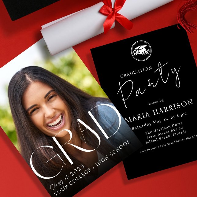 Convite White de Graduação de Fotos Personalizada no Convi (Criador carregado)