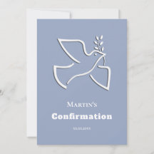 white dove blue background Confirmation