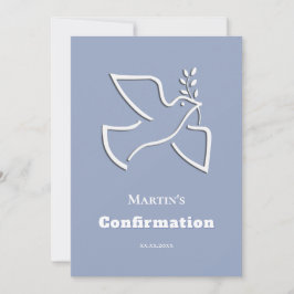 Convite white dove blue background Confirmation