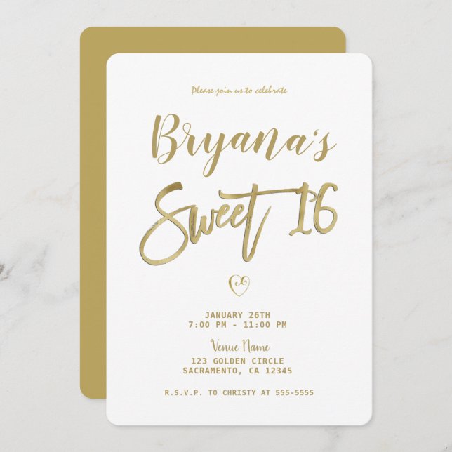 Convite White e Dourada versão mínima do chip 16 (Frente/Verso)