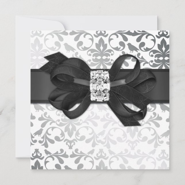 Convite White e Silver Elegante Convidam com Arco Diamond (Frente)