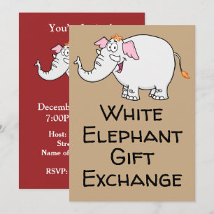 Convite White Elephant Exchange Cartoon