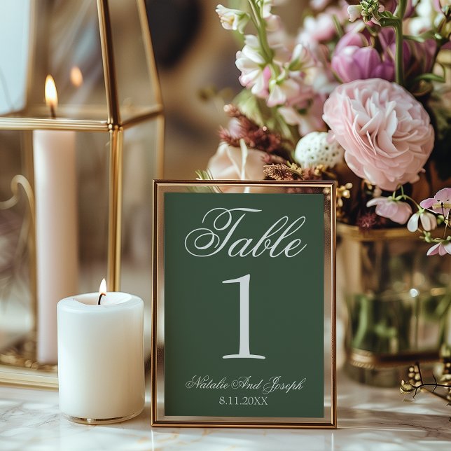 Convite White Emerald Green Old Money Wedding Table Number (Criador carregado)