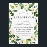 Convite White Floral Green Wreath Modern Bat Mitzvah<br><div class="desc">White Floral Green Wreath Modern Bat Mitzvah Convite Ver coleção correspondente em Niche e Nest Store Também temos muitas outras coleções e convites.</div>