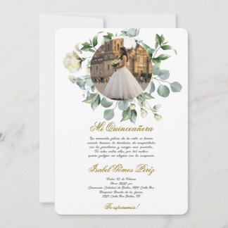 Convite White flower dress Quinceanera with picture 