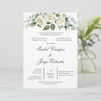 Convite White flower Greenery Wedding Invitation