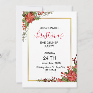 Convite White Green e Red Moderno Natal