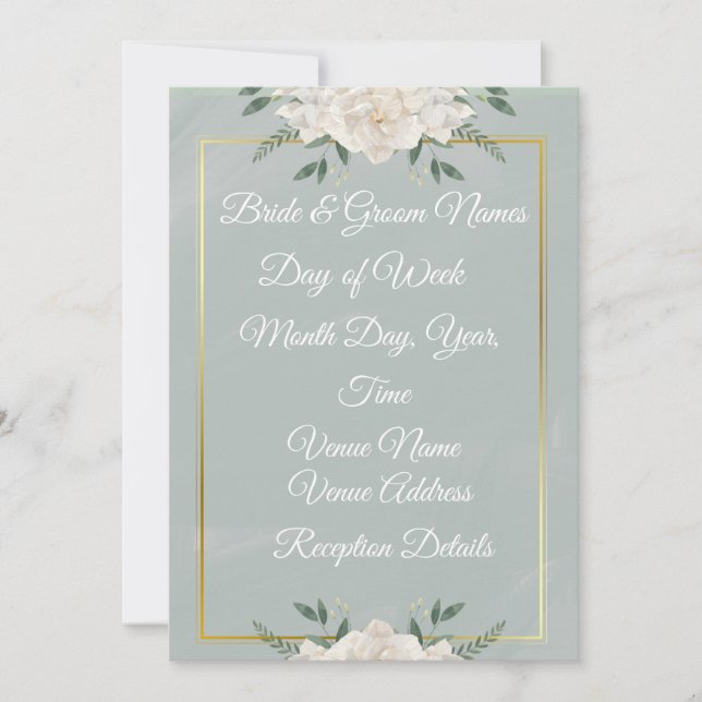 Convite White & Green Modern Minimalist Wedding Invitation (Frente)