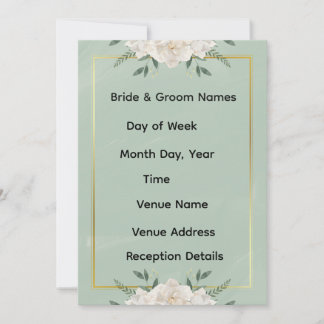 Convite White & Green Modern Minimalist Wedding Invitation