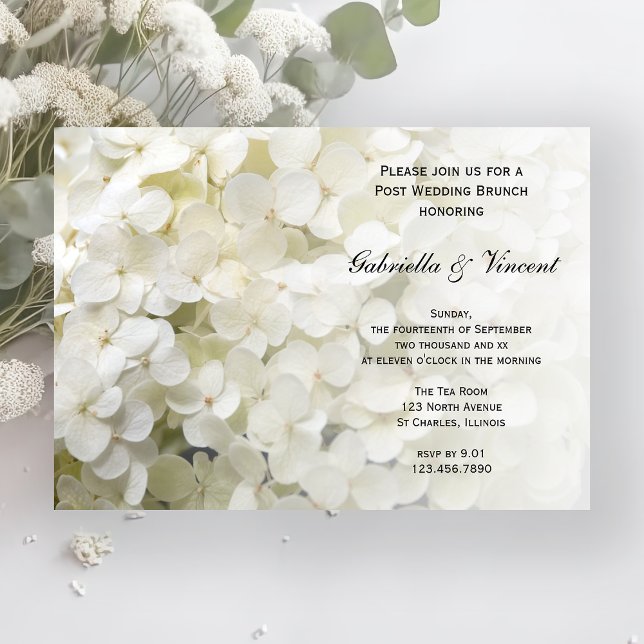 Convite White Hydrangea Posta Floral Wedch Brunch (Criador carregado)