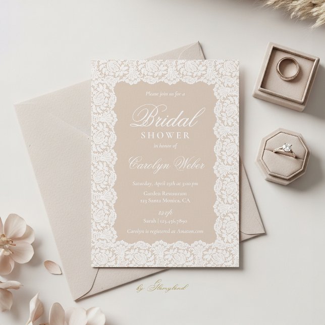 Convite White Lace Bridal Shower (Criador carregado)