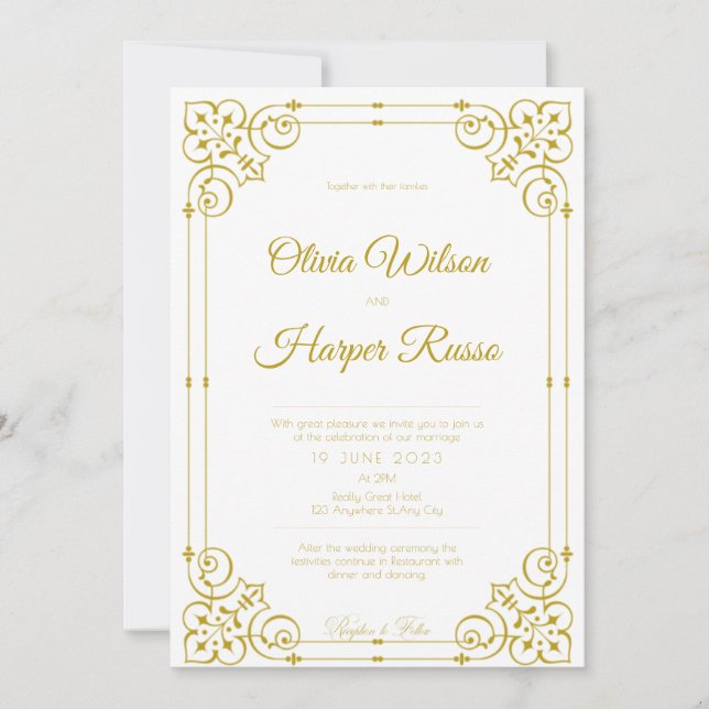 Convite white luxury wedding invitation (Frente)