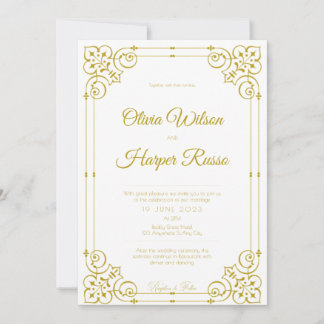 Convite white luxury wedding invitation