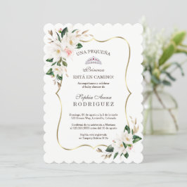 Convite White Magnolia Pink Invitación de Chá de fraldas