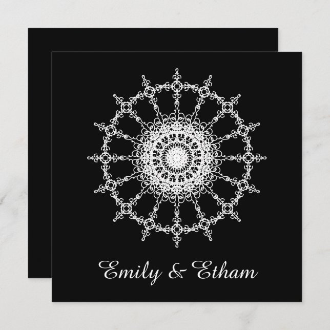 Convite White Mandala Wedding Design (Frente/Verso)
