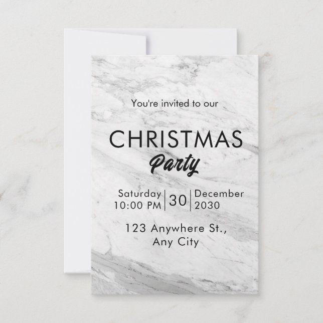 Convite White Marble Christmas (Frente)
