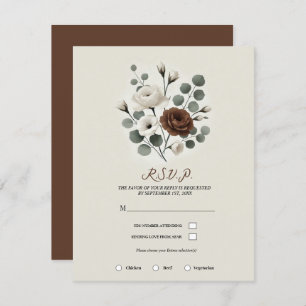 Convite White Mocha Cream Modern Floral Casamento RSVP