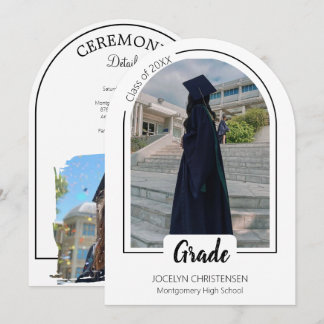 Convite White Modern and Elegent  Graduation Invitation