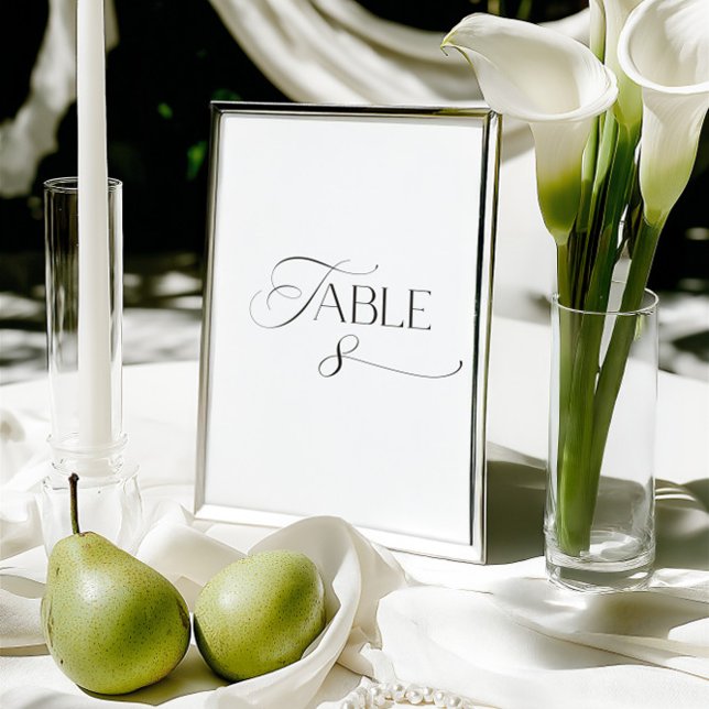 Convite White Modern Classic Calligraphy Table Number (This design is not editable. All table numbers can be found in the collection on this page.)