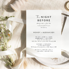 Convite White Modern Script Night Antes do Janto de ensaio