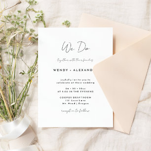 Convite White Modern Script Nós Fazemos Casamento