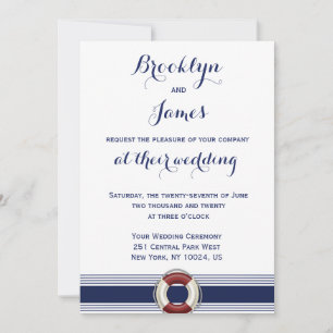 Convite White Nautical Wedding Invitations With Lifesaver